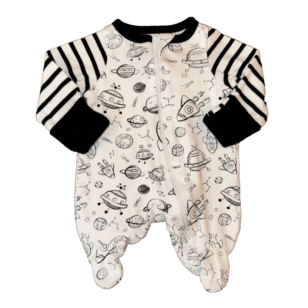 Preemie Baby‎ Boy Sleeper Outfit Romper Zipper Cotton Doll Rocket Space Planets